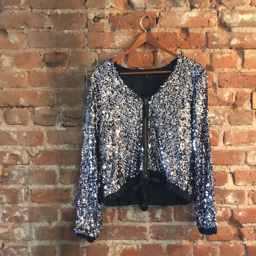 GAP Silver and Black Sequin Jacket